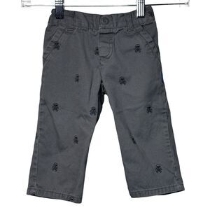 Miniville Pants Boys 18 Months Gray Black Skull Print Chino Khaki Edgy Casual‎